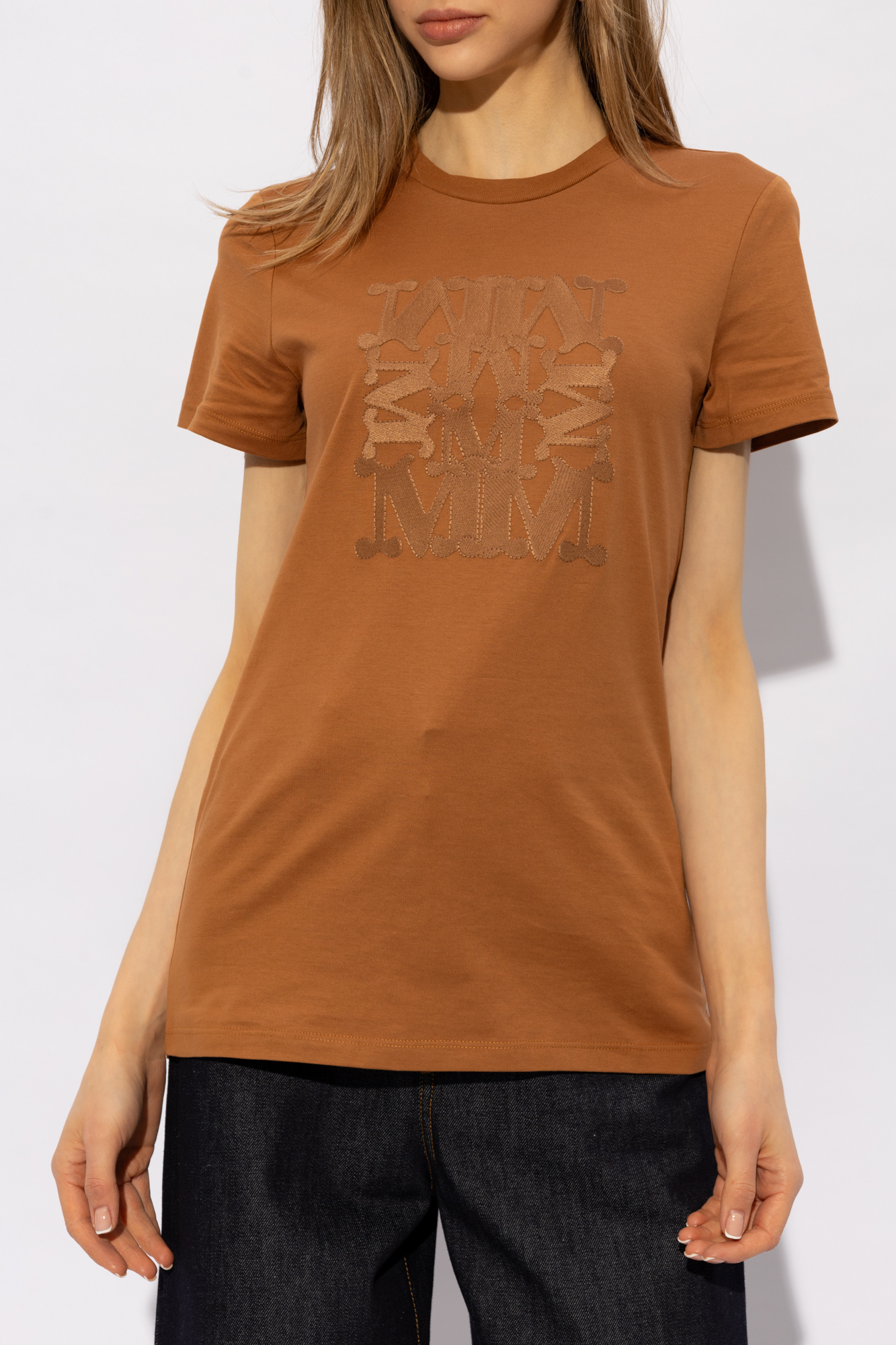Tシャツ・カットソー MAX MARA WOMEN Veloce Sweater Top Brown Camel colored tops | Max Mara